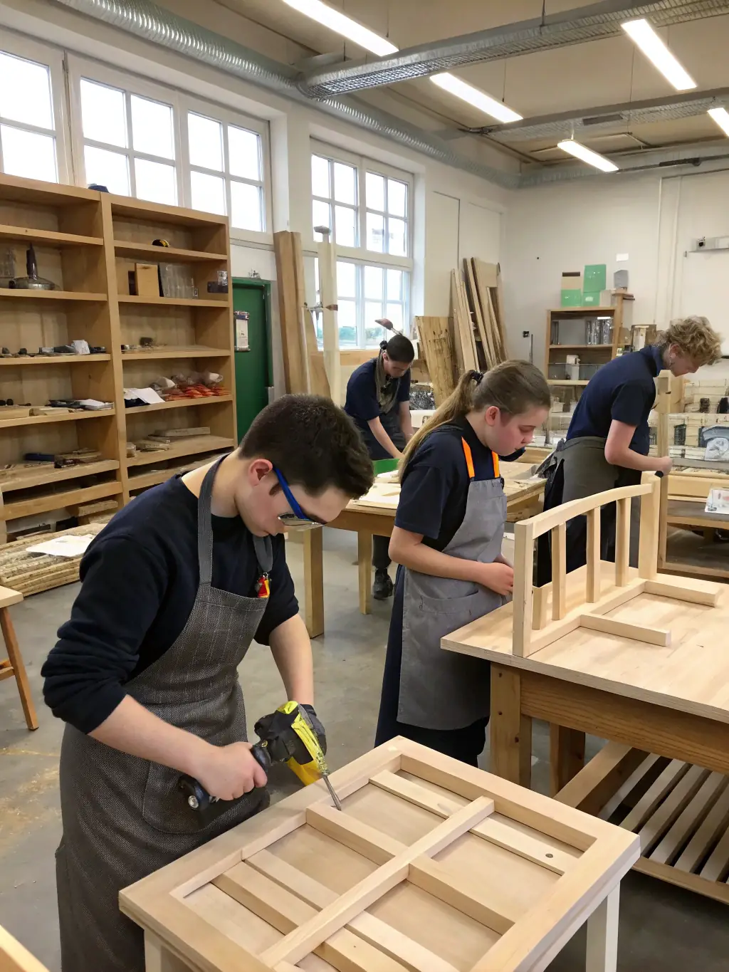 A workshop scene with participants engaged in hands-on restoration work, highlighting LUNE RM's commitment to community involvement and education.