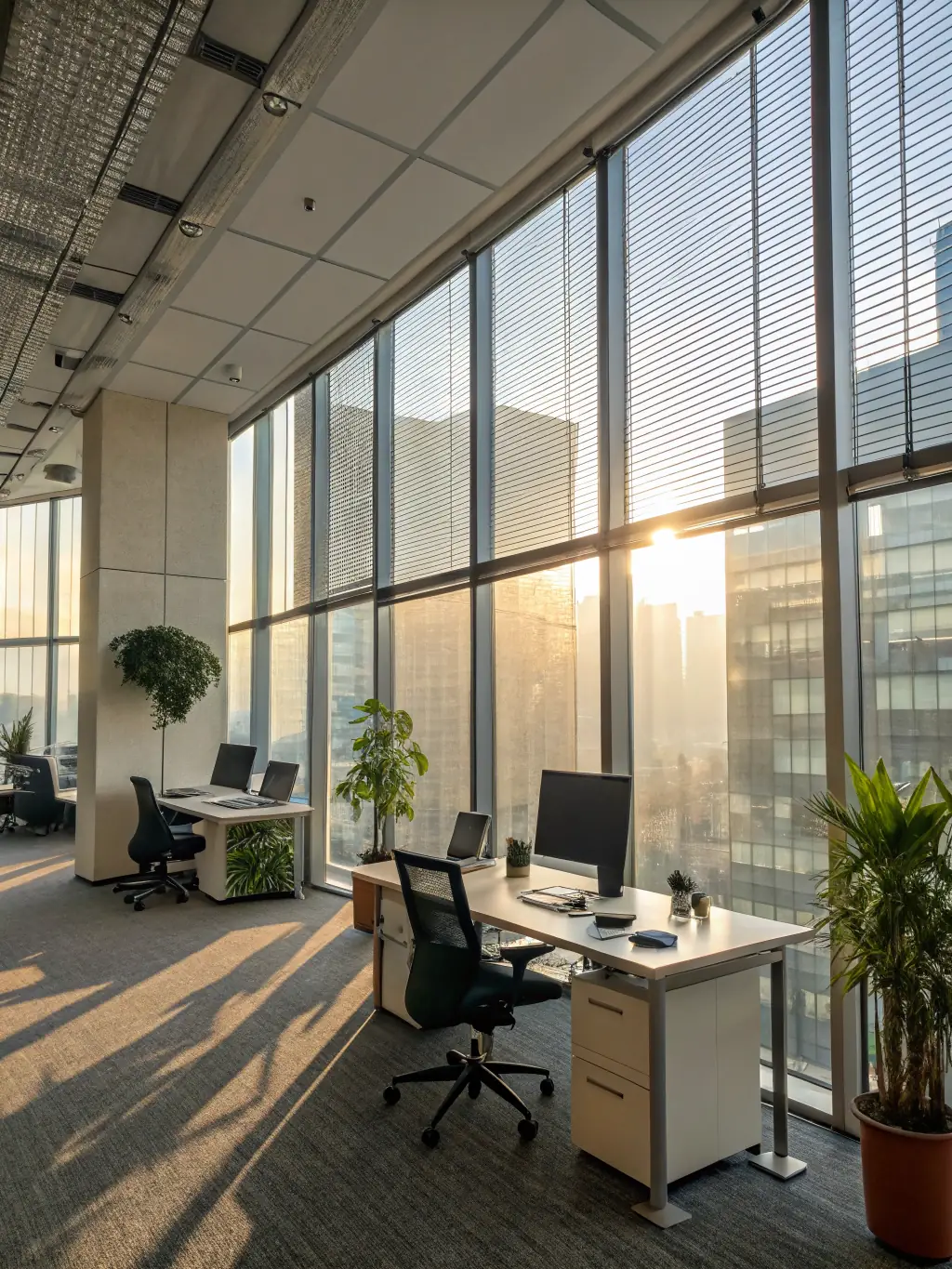 A commercial space featuring a modern office design with artistic elements, reflecting LUNE RM's approach to aesthetic commercial renovations.
